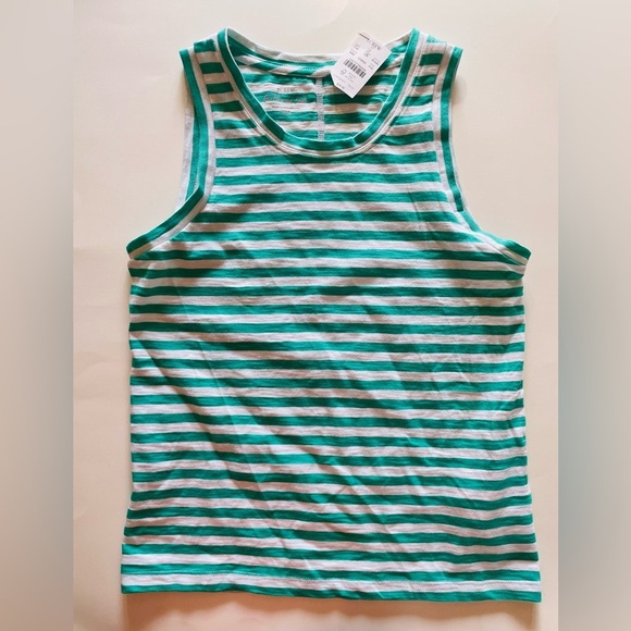 J. Crew Green & White Stripe Tank - Picture 1 of 6